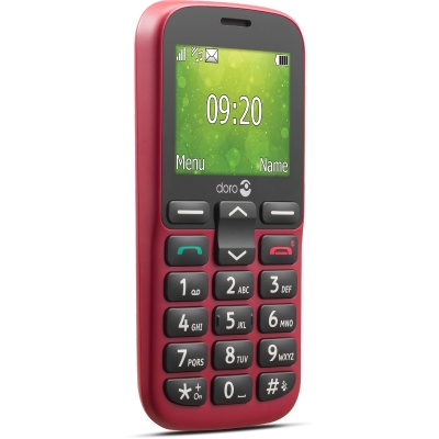 Doro 1380 Simple Amplified Wide Display Mobile Phone for Seniors (Red)